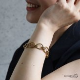 ステンレス 大ぶり オーバル チェーンブレスレット ゴールドブレスレット メタル 18KGP 楕円 存在感 透かし 軽やか 華やか 可愛い レディース 女性 金属アレルギー対応