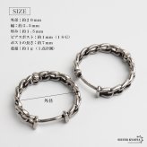 ステンレス 喜平チェーンピアス フープピアス 大きめ シルバー 燻し かっこいい 存在感 アンティーク プチプラ 両耳2点セット つけっぱなしok メンズ 男性 金属アレルギー対応 イヤリング