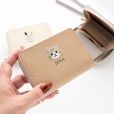 お札が折れない コンパクトウォレット 【 うちの子 猫 】 名入れ 刺繍 ミニ財布 プレゼント 贈り物