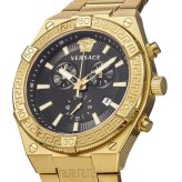 ヴェルサーチェ 腕時計 メンズ ブラック ゴールド 46mm VERSACE クロノグラフ スイス製 メンズ腕時計 イエローゴールド 高級 ブランド おしゃれ プレゼント ギフト 卒業 入学 お祝い