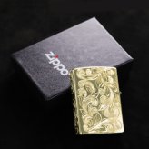 Zippo ライター ジッポライター 愛煙家 喫煙 真鍮 ブラスサテーナ #204 レギュラータイプ スクロール模様 5面手彫り ハワイアンジュエリー ブランド かっこいい おしゃれ BY THE SEA バイザシー 彼氏 夫 男性 メンズ 誕生日 プレゼント ハロウィン 【品番：FL101B】