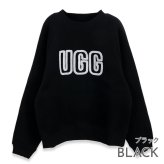 UGG アグ トレーナー レディース 1171477 LOGO CREWNECK ロゴ クルーネック スウェット 長袖 ラグランスリーブ ロゴアップリケ コットンブレンド ブラック チェスナット グレーヘザー 黒 茶色 グレー XS S M