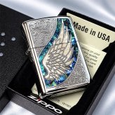 ZIPPO ライター 天使の羽 ウイング ジッポ グリーン マーブル シルバー 翼 アラベスク 彫刻 おしゃれ かっこいい 緑 御守り メンズ レディース ギフト プレゼント