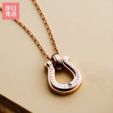 【送料無料】 レディースネックレス ダイヤモンド ステンレス 馬蹄 円周率 ホースシュー お守り ピンク サージカルステンレス316L アレルギーフリー ブランド おしゃれ アクセサリー ジュエリー white clover ホワイトクローバー 誕生日 記念日 プレゼント ギフト 即日発送