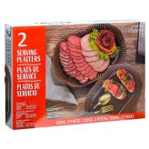 シグネチャーハウスウェアーズ  ( Signature Housewares )  オーバルサービングプラッター 大・中2枚セット ブラウン #54432  ストーンウェア皿   パーティー・来客用食器