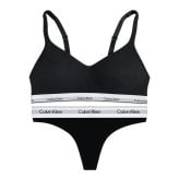 カルバンクライン Calvin Klein(CK) ブラ&ショーツ Tバック セット ノンワイヤー ロゴ 無地 下着 アンダーウェア QP3561O+F3786 レディース ブラック