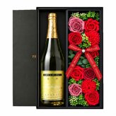 金彩 純米酒 金箔入り 720ml ギフト お酒 日本酒品 お正月 贈呈 昇進 開業 プレゼント ソープフラワー フラワーボックス 花 お花 定年退職 還暦祝い 退職祝い 男性 女性 お祝い 古希 喜寿 傘寿 米寿 卒寿 白寿 百寿