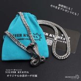 ステンレス スネークネックレス ヘビ ペンダントネックレス ダブル喜平チェーン 6面カット ごつめ シルバー 燻し アニマル ユニーク リアル 鱗 赤目 メンズ 男性 金属アレルギー対応