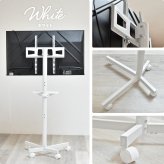 キャスター&棚付きテレビスタンド Huit(ユイット) ONTV0362 テレビ台 テレビボード シンプルスタイル モダン 角型 スチール テレビサイズ23型-55型 幅62.5cm 奥行48.5cm 高さ143cm 新生活