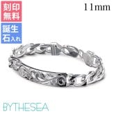 ハワイアンジュエリー ブレスレット 刻印 無料 誕生石入れ可 幅11mm IDプレート シルバー925 文字 ブレスレット パーツ 名入れ ブレスレット BY THE SEA バイザシー メンズ レディース 誕生日 プレゼント ハロウィン 【品番：BL101】