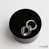 ステンレス チェーンの一コマピアス ドロップ 唐草 フープピアス ごつめ 揺れる かっこいい シルバー 片耳1点 アラベスク 大きめ 存在感 メタル メンズ 男性 金属アレルギー対応 イヤリング