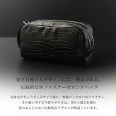 セカンドバッグ スモールクロコダイル マット加工 ダブルファスナー 日本製 メンズ 本革 クロコ レザー ハンドル付き シンプル ギフト プレゼント 4FA (06002011r)