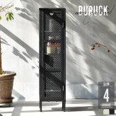 BURUCK スリムメッシュキャビネット 4段 BRLS0329 メタルラック リビング収納 インダストリアル レトロ 角型 スチール ラック収納 スチールラック スチールシェルフ 扉付き メタルシェルフ 新生活