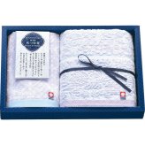 伊予国 花つむぎ フェイス ウォッシュタオルセット つむぎ [26-7535-024] IH2031 綿100パーセント 日本製 砥部焼 藍染め 更紗 レース風 花柄 内祝い 出産 快気 香典返し ギフト