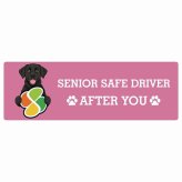 カーサイン 高齢者マーク SENIOR SAFE DRIVER ラブラドール ステッカー シール 長方形 15x5cm 肉球 日本製 車