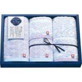 伊予国 花つむぎ フェイス ウォッシュタオル 4枚セット つむぎ [26-7535-059] IH4031 綿100パーセント 日本製 砥部焼 藍染め 更紗 レース風 花柄 内祝い 出産 快気 香典返し ギフト