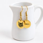 ペットの顔写真 名前刻印 ラウンドタイプのピアス イヤリング