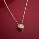 K18YG ダイヤモンド ネックレス 0.15ct フクリン留め ペンダント 18金 イエローゴールド 一粒ダイヤ シンプル 華奢 ジュエリー アクセサリー レディース ギフト