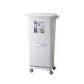 ゴミ箱 45L 縦型分類ワゴンペール45S RSD-98 東谷 日本製 上段30L 下段15L 4分別 分別ゴミ箱 2段 縦型 スリム 省スペース ふた付き キャスター付き フック付き 袋掛け 分別ダストボックス ワゴンペール キッチン カウンター横 移動可能 完成品 ホワイト 白 新生活 引っ越し