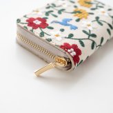 お札が折れない コンパクトウォレット 【 花と鳥 】 全面 刺繍 北欧風