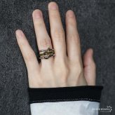 ステンレス 3連リング コネクテッドリング ごつめ ワイド ボリューム ゴールド シルバー コンビ 指輪 重厚感 太め 大きめ 存在感 メタル 重ね 大人っぽい グリーンストーン キラキラ レディース 女性 金属アレルギー対応