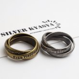 ステンレス 3連リング アンティークリング 英字 メンズリング ゴールド シルバー 指輪 存在感 ヴィンテージ お洒落 かっこいい 大人っぽい プチプラ 男性 金属アレルギー対応