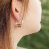 ハワイアンジュエリー ピアス 金属アレルギー対応 純チタンポスト シルバー925 コアウッド バレル チャーム Lサイズ フープピアス クロッシングピアス 20G(ゲージ) 幅20mm レディース 誕生日 プレゼント ハロウィン 【品番：HE-SWP1006】