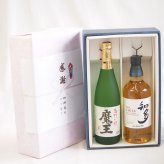 感謝の贈り物ボックス 芋焼酎魔王とウイスキーの美酒が奏でるハーモニー2本セット(ジャパニーズウイスキー知多43度 本格芋焼酎 魔王 25度(鹿児島県)) 700ml×1本 720ml×1本