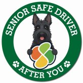カーサイン 高齢者マーク SENIOR SAFE DRIVER スコティッシュテリア マグネット 強力 直径13cm 肉球 日本製 車 ステッカー