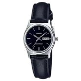 箱なし カシオ 腕時計 レディース CASIO ブラック シルバー レザー 革ベルト 海外モデル 逆輸入 カレンダー 曜日 日付 小さめ シンプル 仕事 通勤 就職祝い 誕生日 母の日 プレゼント ギフト 成人 卒業 入学