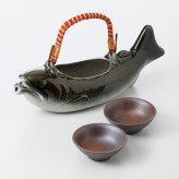 風雅岩魚骨酒(小) 盃ペアー 陶器 美濃焼 やきものの里から、暮らしを贈ります。　ギフト 食器 セット テーブルウェア