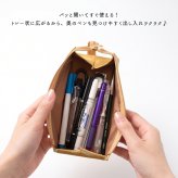 三角 立体 ペンケース 【 本革 Nuance -クラシック- 】 オーバルプレート 名入れ 文字入れ 筆箱 マルチケース トレー 大容量 ニュアンスカラー