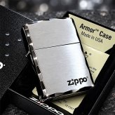 ZIPPO ライター アーマー ジッポ 重厚 シンプル ロゴ シルバーサテン＆ブラック 両面コーナー彫刻 黒銀 渋い かっこいい おしゃれ ギフト プレゼント