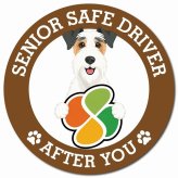 カーサイン 高齢者マーク SENIOR SAFE DRIVER ワイヤーフォックステリア マグネット 強力 直径13cm 肉球 日本製 車 ステッカー
