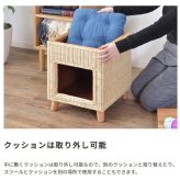 ラタン ペットハウススツール ペットと一緒にくつろぐ クッション付き 椅子 テーブル ネコ イヌ 猫 室内用 屋内用 小型犬 ペット用品 グッズ キャットタワー 省スペース 犬用 猫用 かわいい おしゃれ リゾート ホテル ケージ 最大2 天然木 イス