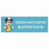 カーサイン 高齢者マーク SENIOR SAFE DRIVER セントバーナード ステッカー シール 長方形 15x5cm 肉球 日本製 車