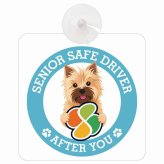 カーサイン 高齢者マーク SENIOR SAFE DRIVER ノーリッチテリア 車内用 吸盤タイプ 収れん火災防止タイプ 肉球 日本製 車 ステッカー