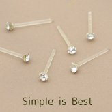 シンプルな一粒ラインストーン樹脂ピアス【金属アレルギー対応】【全品1個ずつバラ売り】 （ピアス お試し バラ売り シリコン クリア ミニ プチ） プレゼント