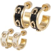 コーチ ピアス シグネチャー エナメル ハギーピアス 女性 レディース ゴールド COACH 選べる2カラー 【448375GLD001 448375GLD100】 ジュエリー アクセサリー 【ラッピング無料 誕生日 お祝い プレゼント ギフト 贈り物】