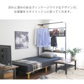 ベッド上収納ラック 幅110.5cm 奥行60cm 高さ165cm ハンガーラック ベッドラック 洋服収納 マガジンラック 可動棚 サイドポール スチール 木目調 省スペース 一人暮らし ワンルーム 衣類収納 ディスプレイラック 棚付き アジャスター付き 新生活
