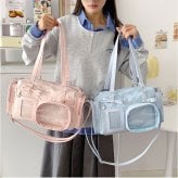 ぬいぐるみ バッグ 推し活 通販 ミニボストンバッグ レディース ミニボストンバック 痛バッグ 痛バ ショルダーバッグ クリアポケット 斜め掛け 痛バック 肩掛けカバン ショルダーバック 肩掛けバッグ かわいい 女の子 推しバッグ レディースバッグ