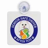 カーサイン 高齢者マーク SENIOR SAFE DRIVER ペルシャ 車内用 吸盤タイプ 収れん火災防止タイプ 肉球 日本製 車 ステッカー