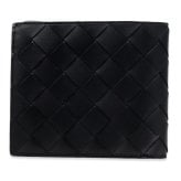 ボッテガヴェネタ BOTTEGA VENETA 二つ折り財布 メンズ レディース イントレチャート 本革 レザー ブラック 黒 小銭入れ付き カード4枚 札入れ コンパクト財布 749412 V3US1 8803