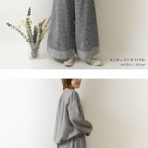 【NARU ナル】コットン ヒッコリー ノッポ バギー パンツ(674800)レディース 春 夏 ゆったり フレア ストライプ 体型カバー デニム ワイド ナチュラル 服 新作 シンプル おしゃれ コーディネート 人気 60代 50代 40代 30代