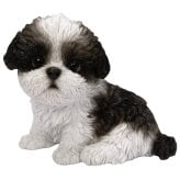 置物 woobia ウービア 犬 小型犬 左向きシーズー 黒白 幅12.5cm 中 寝そべり リアル 本物そっくり イギリス生まれ 職人手彩色 縁起物 戌年 玄関 インテリア 新築祝い 引っ越し祝い 開店祝い 出産祝い 誕生日 お祝い ギフト プレゼント 犬好き シーズー好き