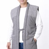 ポンチョ 半天 刺し子 どてら 綿入り WA-10 5235 袖無し ネイビー グレー 部屋着 メンズ 男性 防寒着 暖かい 寛ぎ着 父の日 敬老の日 ギフト クリスマス 保温 あたたかい 布団 40代 50代 60代 70代