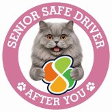 カーサイン 高齢者マーク SENIOR SAFE DRIVER ブリティッシュロングヘア ステッカー シール 直径13cm 肉球 日本製 車