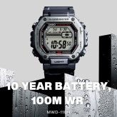 カシオ 腕時計 メンズ グレー デジタル 10年電池 防水 100m 見やすい 大画面 CASIO 海外モデル 多機能 スポーツ 作業用 日常使い プレゼント 男性 収納ケース付き ギフト 成人 卒業 入学