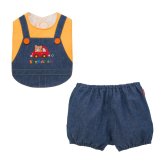 ミキハウス ホットビスケッツ★オーバーオール風スタイ&ブルマ ギフトセット【クリアケース付き】ギフトラッピング　出産祝い　誕生日　お祝い　入園祝い　キッズ服　ベビー服