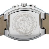 ヴェルサーチェ 腕時計 メンズ ブラック シルバー ゴールド クロノグラフ 44mm VERSACE SPORTY TONNEAU GRECA スポーティ トノー グレカ 黒 レザー 革ベルト スイス製 高級 ブランド プレゼント ギフト 卒業 入学 お祝い